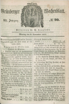 Gruenberger Wochenblatt. Jg.22, №. 90 (9 November 1846)