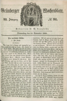 Gruenberger Wochenblatt. Jg.22, №. 91 (12 November 1846)