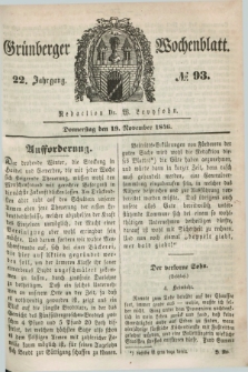 Gruenberger Wochenblatt. Jg.22, №. 93 (19 November 1846)