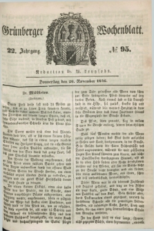 Gruenberger Wochenblatt. Jg.22, №. 95 (26 November 1846)