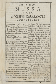 Missa In Festo S. Josephi Calasanctii Confessoris