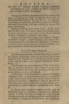 Replika Ex parte JP. Zawiszy Regenta Trockiego Ziemskiego dopominająca się o 200 CZtych cum altero tanto i o expens prawny u WW Ruszczycow
