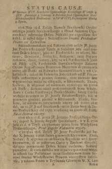 Status Causæ W Sprawie WIP. Benedykta Oganowskiego, Koniuszego Wileńsk. y IPP. Antoniego y Iohanny z Boczkowskich Oganowskich Star. Niekraszuńskich Małżonkow z IWWIPP. Ruszczaycami Matką y Synem