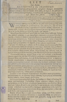 List Imci Xiędza Krzysztofa De Beaumont Arcybiskupa Paryskiego, pisany imieniem wszystkich Biskupow Francuskich [...] dnia 18 Grudnia Roku 1773. do Oyca S. Klemensa XIV [...]