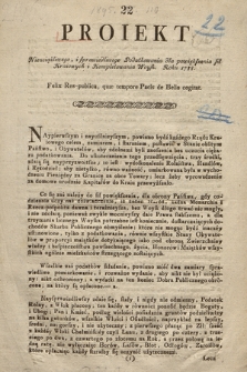Proiekt Nieuciązliwego, i Sprawiedliwego Podatkowania dla powiększenia Sił Kraiowych i Kompletowania Woysk, Roku 1788