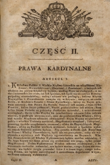 Konstytucye Seymu Grodzieńskiego z r. 1793. Cz. 2, Prawa Kardynalne