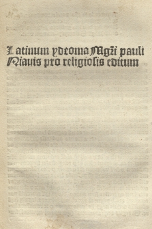 Latinum idioma pro religiosis editum