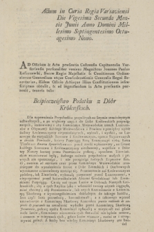 Actum in Curia Regia Varsaviensi Die Vigesima Secunda Mensis Junii, Anno Domini Millesimo Septingentesimo Octuagesimo Nono : [Incipit] Beśpieczeństwo Podatku z Dóbr Królewskich