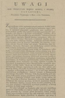 Uwagi nad Traktatami Między Rossyą i Polską Zawartemi, Zwłaszcza Traktatem w Roku 1768. Uczyniony