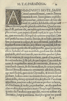 M. T. C. Paradoxa, Graecis cum accentibus ubique suis inductis : quae emendatissime impressa