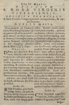 Die IV. Martii. Officivm S. Rosæ Virginis Viterbiensis, Ordinis S. Francisci