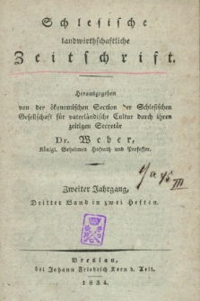 Schlesische landwirthschaftliche Zeitschrift. Jg.2, Bd.3, H. 1 (1834) + wkładka
