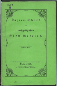Jahres-Schrift des westgalizischen Forst=Vereins. Heft 5 (1855) + wkładka