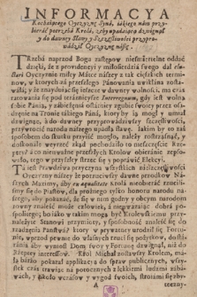 Informacya Kochaiącego Oyczyznę Syna, iakiego nam przybierać potrzeba Krola...