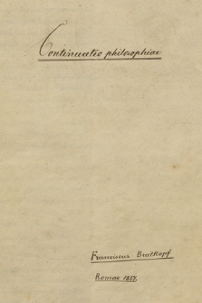 „Philosophia”. T. 3, „Liber tertius. Continuatio philosophiae. Romae 1857”