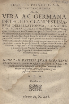 Cancellaria Hispanica : adiecta sunt acta publica, hoc est scripta et epistolae avthenticae e quibus partim infelicis belli in Germania, partim proscriptionis in Electorem Palatinum scopus praecipuus apparet. Adiecti sunt sub finem Flores Scopiani ex Classico belli sacri