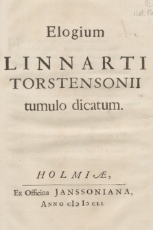 Elogium Linnarti Torstensonii tumulo dicatum