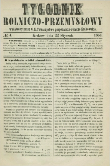 Tygodnik Rolniczo-Przemysłowy : wydawany przez C. K. Towarzystwo gospodarczo-rolnicze Krakowskie. [R.1], № 4 (22 stycznia 1854)