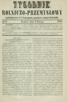 Tygodnik Rolniczo-Przemysłowy : wydawany przez C. K. Towarzystwo gospodarczo-rolnicze Krakowskie. [R.1], № 6 (5 lutego 1854)