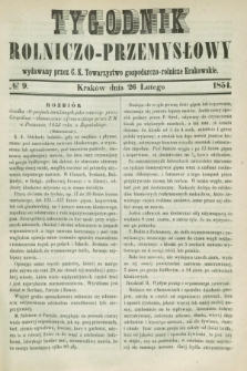 Tygodnik Rolniczo-Przemysłowy : wydawany przez C. K. Towarzystwo gospodarczo-rolnicze Krakowskie. [R.1], № 9 (26 lutego 1854)