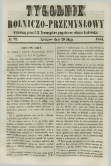 Tygodnik Rolniczo-Przemysłowy : wydawany przez C. K. Towarzystwo gospodarczo-rolnicze Krakowskie. [R.1], № 22 (29 maja 1854)