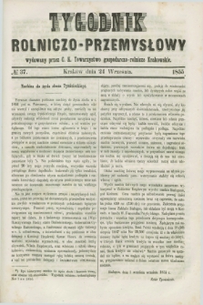Tygodnik Rolniczo-Przemysłowy : wydawany przez C. K. Towarzystwo gospodarczo-rolnicze Krakowskie. [R.2], № 37 (24 września 1855)
