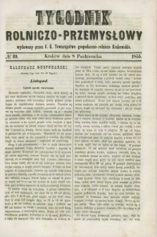 Tygodnik Rolniczo-Przemysłowy : wydawany przez C. K. Towarzystwo gospodarczo-rolnicze Krakowskie. [R.2], № 39 (8 października 1855)