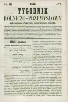 Tygodnik Rolniczo-Przemysłowy : wydawany przez c. k. Towarzystwo gospodarczo-rolnicze Krakowskie. R.3, № 2 ([14 stycznia] 1856)