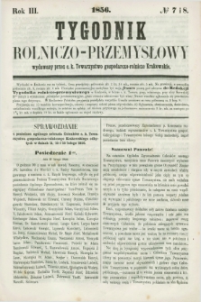 Tygodnik Rolniczo-Przemysłowy : wydawany przez c. k. Towarzystwo gospodarczo-rolnicze Krakowskie. R.3, № 7/8 ([18 lutego] 1856)