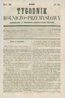 Tygodnik Rolniczo-Przemysłowy : wydawany przez c. k. Towarzystwo gospodarczo-rolnicze Krakowskie. R.3, № 35 ([8 września] 1856)