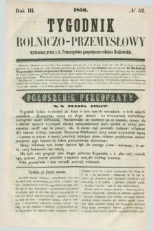 Tygodnik Rolniczo-Przemysłowy : wydawany przez c. k. Towarzystwo gospodarczo-rolnicze Krakowskie. R.3, № 52 ([31 grudnia] 1856)