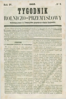 Tygodnik Rolniczo-Przemysłowy : wydawany przez c.k. Towarzystwo gospodarczo-rolnicze Krakowskie. R.4, № 2 (1857)