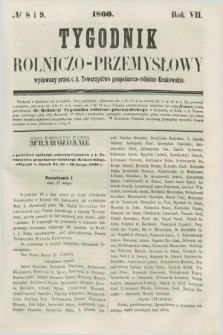 Tygodnik Rolniczo-Przemysłowy : wydawany przez c. k. Towarzystwo gospodarczo-rolnicze Krakowskie. R.7, № 8/9 (1860)