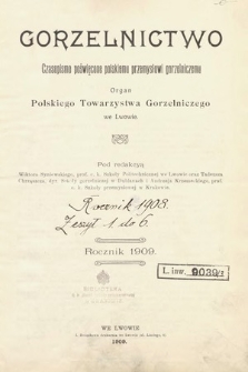 Gorzelnictwo. 1908, spis treści