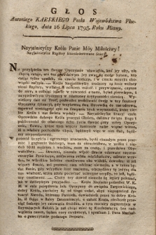 Głos Antoniego Karskiego Posła Województwa Płockiego : dnia 16 Lipca 1793. Roku Miany