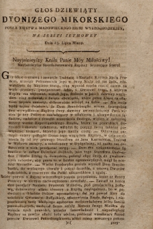 Głos Dziewiąty Dyonizego Mikorskiego Posła Xięstwa Mazowieckiego Ziemi Wyszogrodzkiey, Na Sessyi Seymowey Dnia 23. Lipca Miany