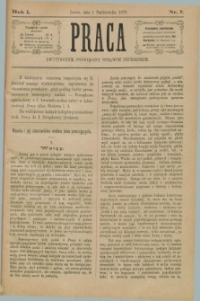 Praca : dwutygodnik poświęcony sprawom drukarskim. R.1, Nr. 7 (1 października 1878)
