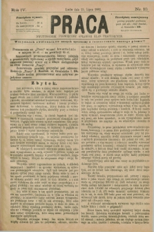 Praca : dwutygodnik poświęcony sprawom klas pracujących. R.4, Nr. 10 (25 lipca 1881)
