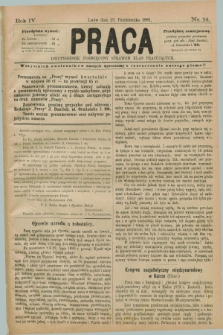 Praca : dwutygodnik poświęcony sprawom klas pracujących. R.4, Nr. 14 (29 października 1881) [skonfiskowany]