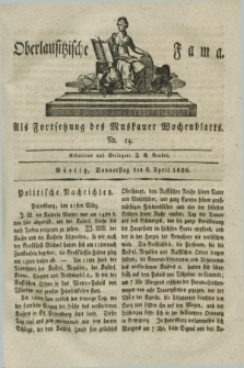 Oberlausitzische Fama : als Fortsetzung des Muskauer Wochenblatts. 1826, Nr. 14 (6 April)