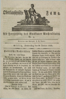 Oberlausitzische Fama : als Fortsetzung des Muskauer Wochenblatts. 1828, Nr. 4 (24 Januar)