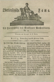 Oberlausitzische Fama : als Fortsetzung des Muskauer Wochenblatts. 1828, Nr. 9 (28 Februar)