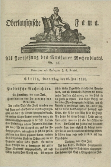Oberlausitzische Fama : als Fortsetzung des Muskauer Wochenblatts. 1828, Nr. 26 (26 Juni)