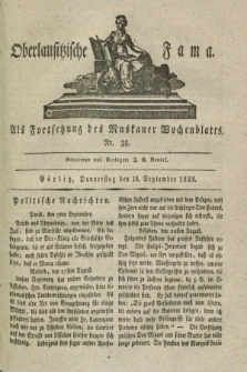 Oberlausitzische Fama : als Fortsetzung des Muskauer Wochenblatts. 1828, Nr. 38 (18 September)