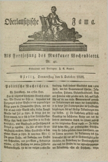 Oberlausitzische Fama : als Fortsetzung des Muskauer Wochenblatts. 1828, Nr. 41 (9 October)