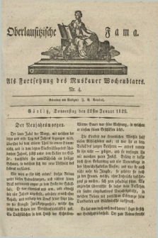 Oberlausitzische Fama : als Fortsetzung des Muskauer Wochenblatts. 1829, Nr. 4 (22 Januar)