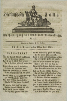 Oberlausitzische Fama : als Fortsetzung des Muskauer Wochenblatts. 1829, Nr. 17 (23 April)