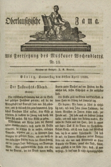 Oberlausitzische Fama : als Fortsetzung des Muskauer Wochenblatts. 1829, Nr. 18 (30 April)