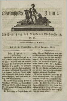 Oberlausitzische Fama : als Fortsetzung des Muskauer Wochenblatts. 1829, Nr. 47 (19 November)