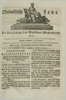 Oberlausitzische Fama : als Fortsetzung des Muskauer Wochenblatts. 1830, Nr. 2 (14 Januar)
